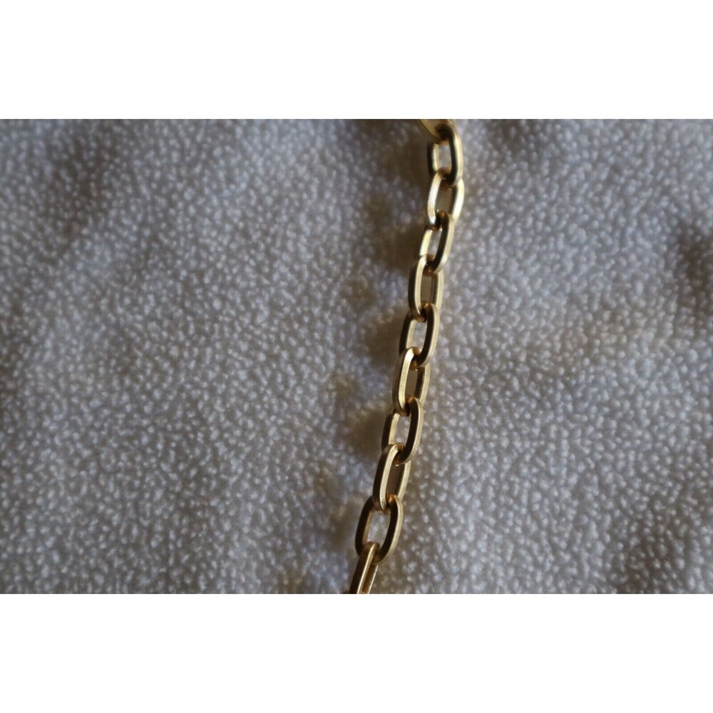 Gold Tone Chain Link Bead Necklace White Marbled Faux Howlite Rhinestone AB 17"+ - Picture 9 of 10